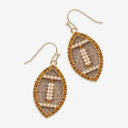 Bijoux Bar - Football CZ Crystal Drop Earrings