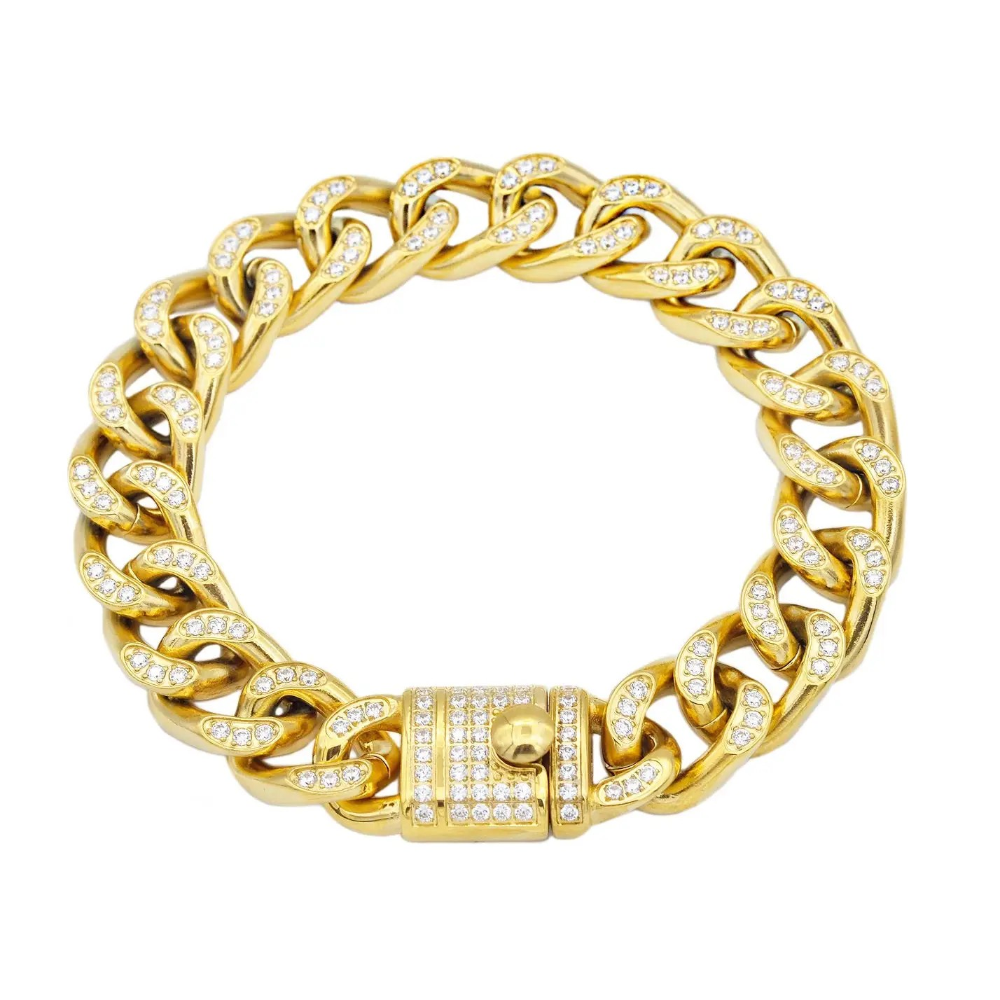 Blackjack Men's Jewelry - Gold Stainless Steel Curb Link Chain Bracelet