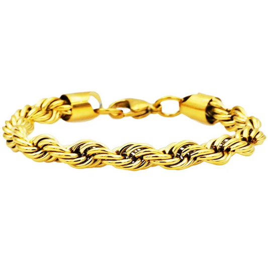 Blackjack Men's Jewelry - Gold Stainless Steel Rope Bracelet