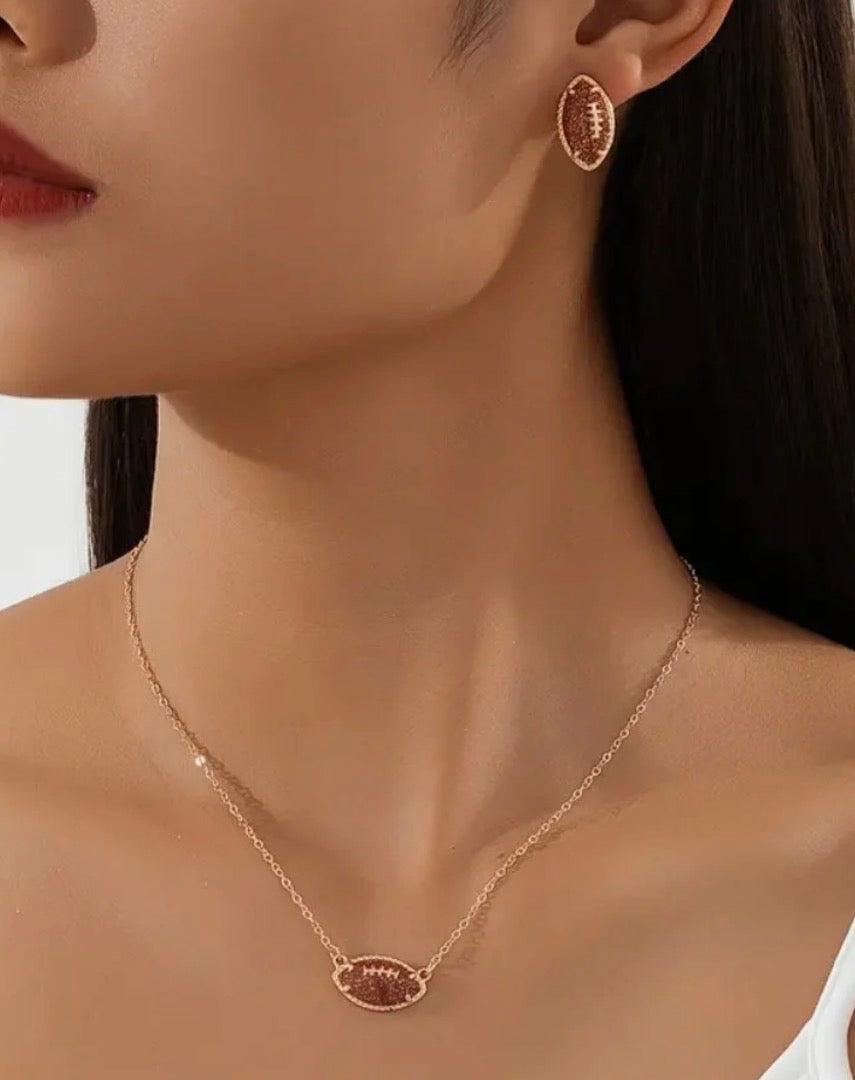 Kingdom Couture - Football Earring and Necklace Set