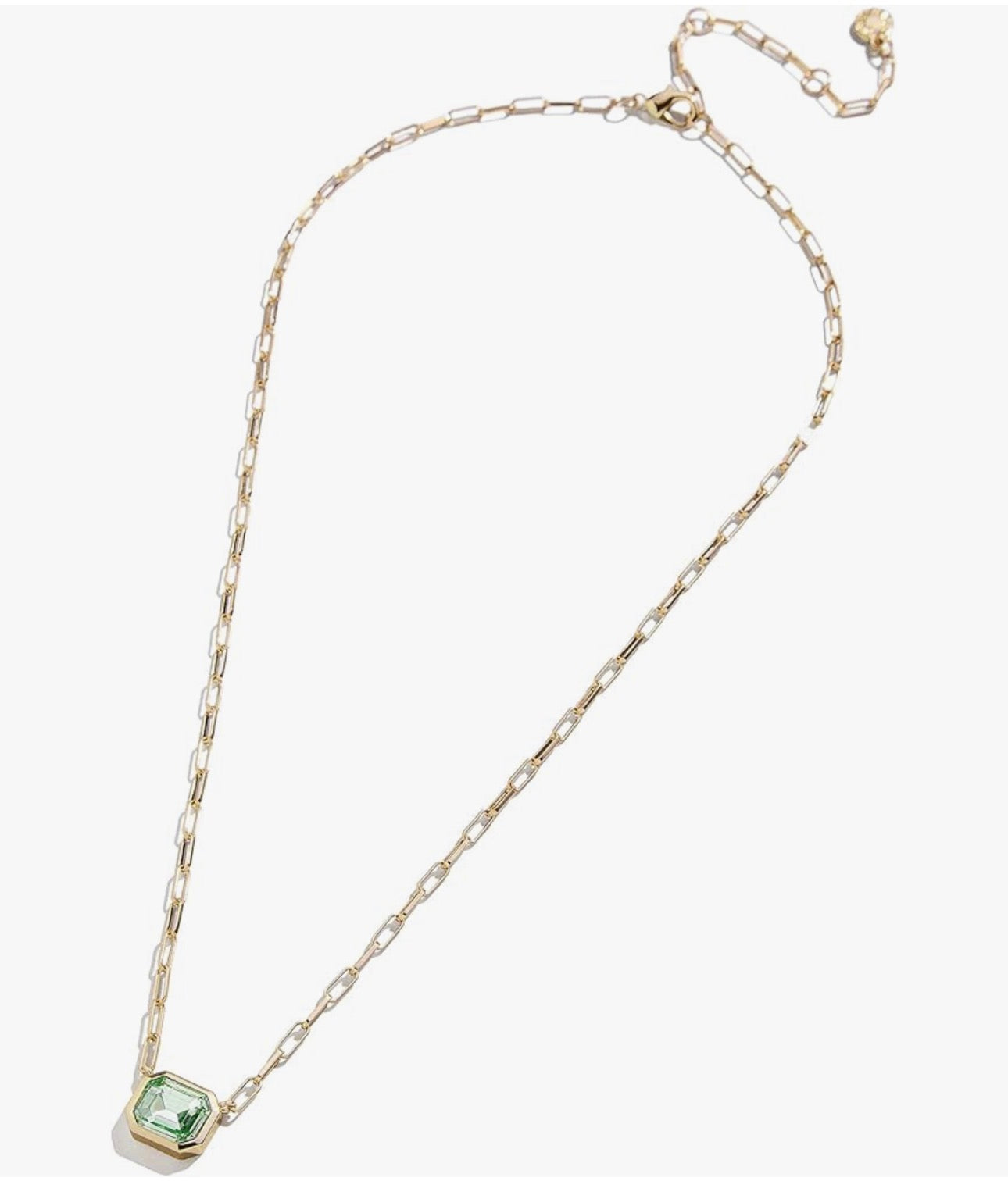 Bauble Bar - Gold Paperclip Chain Necklace with Peridot CZ Stone