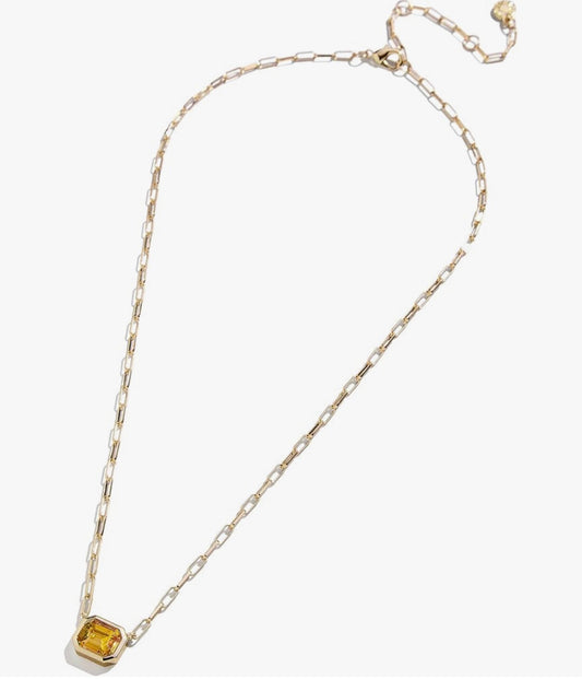 Bauble Bar - Gold Paperclip Chain Necklace with Topaz CZ Stone