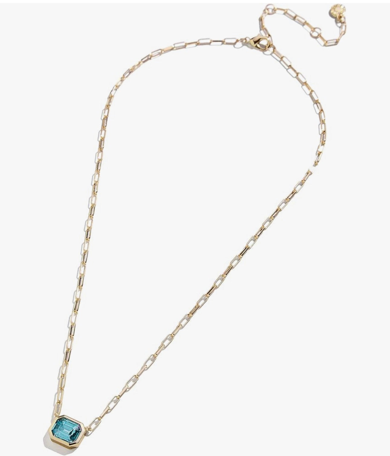 Bauble Bar - Gold Paperclip Chain with Blue Topaz CZ Stone