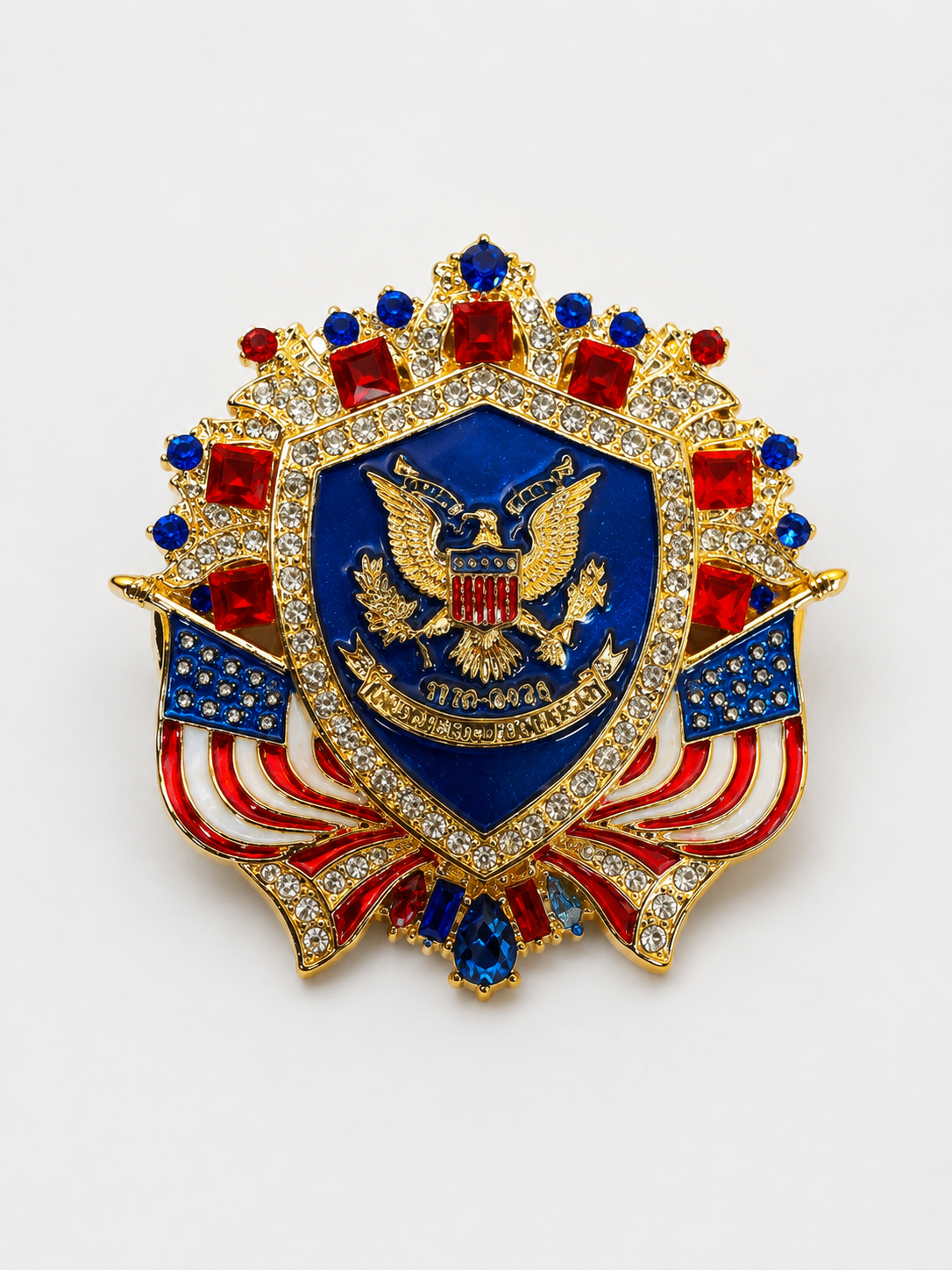 Kingdom Couture - Patriotic Eagle/Flag Brooch - CZ