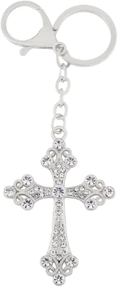 Kingdom Couture - Silver Crystal Cross Keychain