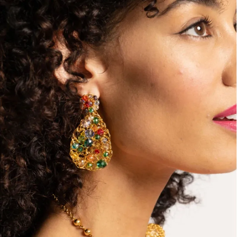 Lavish by Tricia Milaneze - Multi Color Gold Aurora Drop Earrings