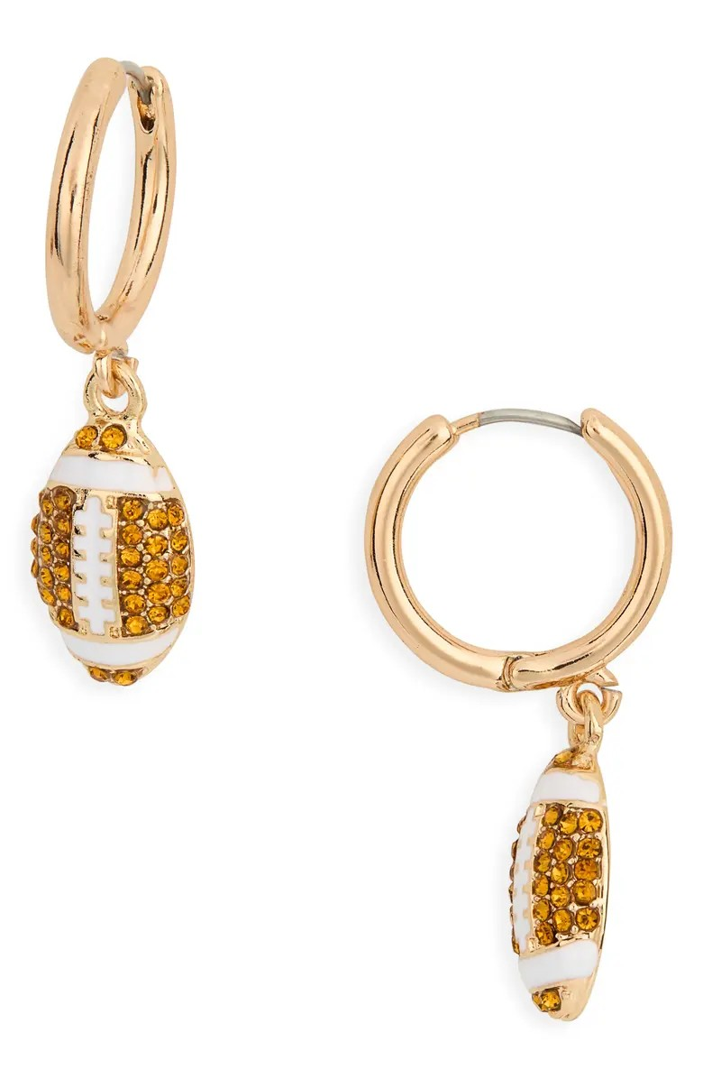 Leith - Football Huggie Drop Earrings