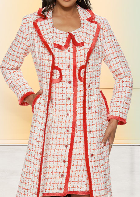 Love The Queen - Coral & White Tweed Jacket
