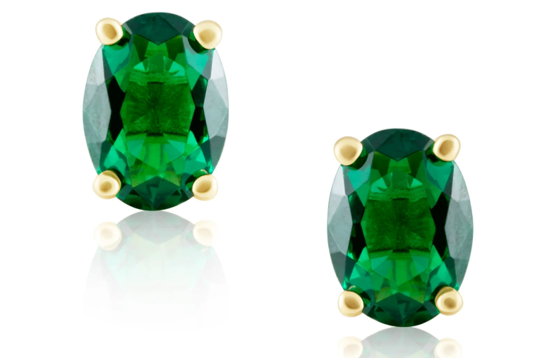 Sahira Jewelry Design - Emerald Oval Stud Earring