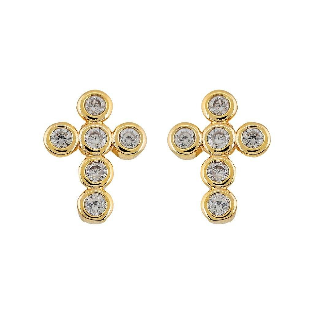 Sahira Jewelry Design - Mini Mimi Cross Earrings - Crystal