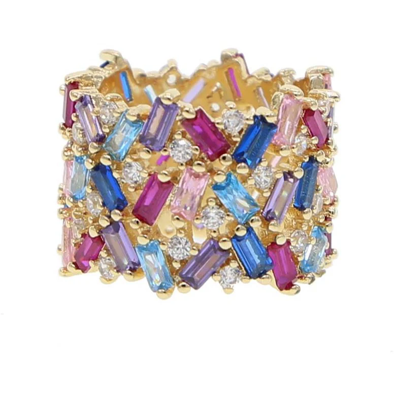 Sahira Jewelry Design - Stacie Rainbow Baguette Ring