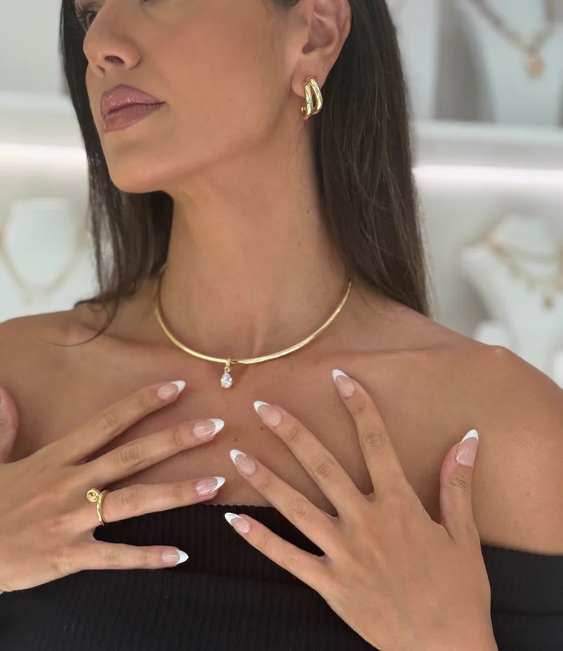 Sahira Jewelry Design - Pear Cut Necklace Cuff
