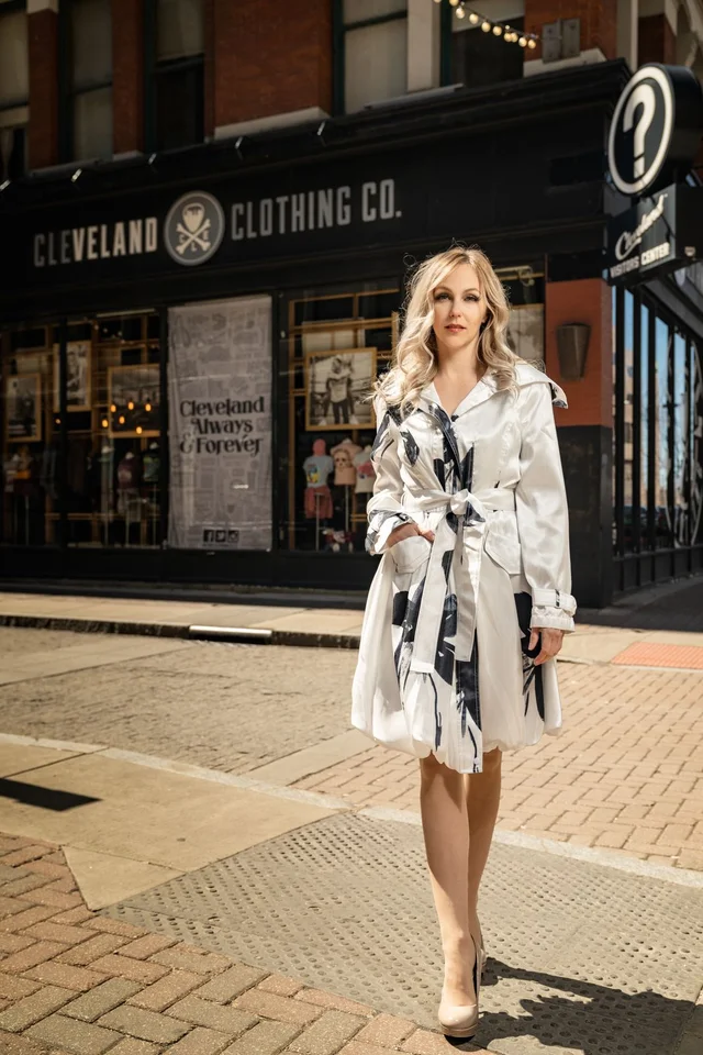 Samuel Dong - Black & White Trench Coat Dress