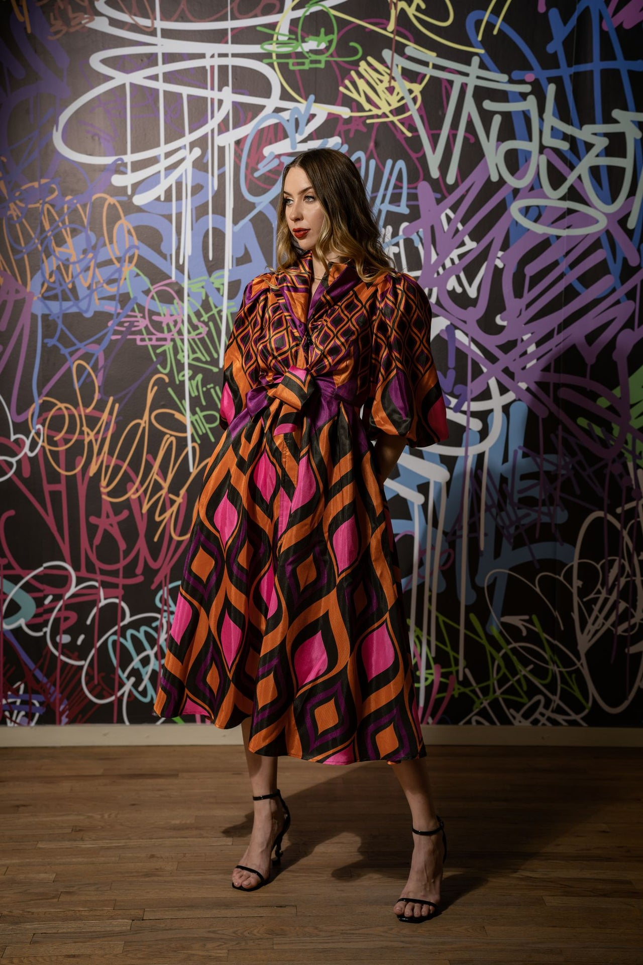 Samuel Dong - Violet & Orange Maxi Dress