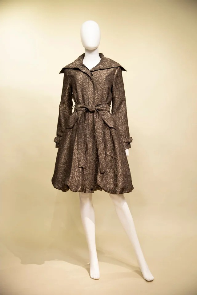 Samuel Dong - Jacquard Bubble Coat Dress - Bronze