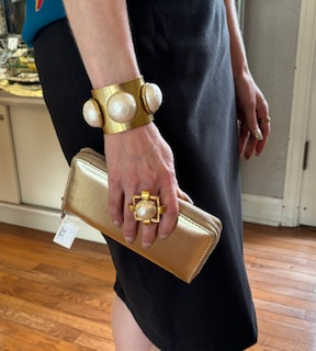 Yochi NY - Gold & Pearl Cuff Bracelet