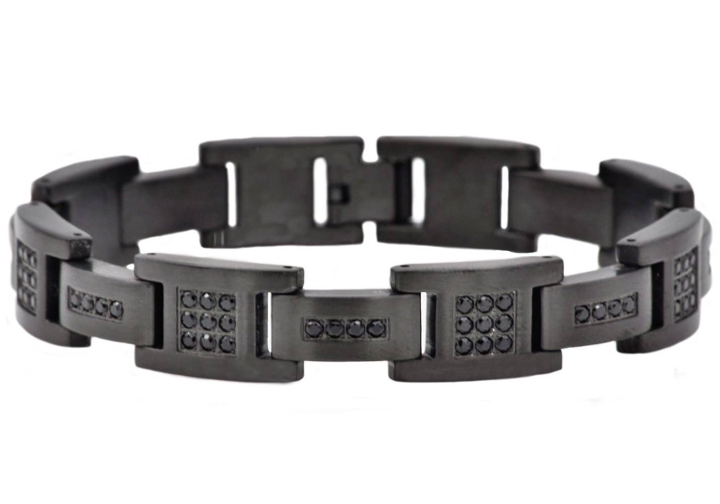 Blackjack Men's Jewelry - Matte Black Stainless Steel Bracelet with Black CZ Matte