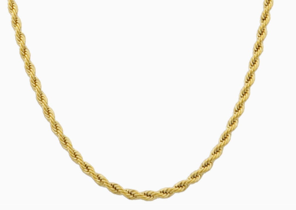 Blackjack Men's Jewelry - 5mm Gold Stainless Steel Rope Chain