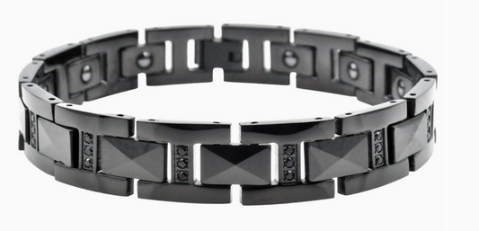 Blackjack Men's Jewelry - Black Tungsten Bracelet with Black CZ