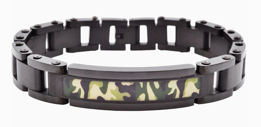 Blackjack Men's Jewelry - Black Stainless Steel Camo Bracelet