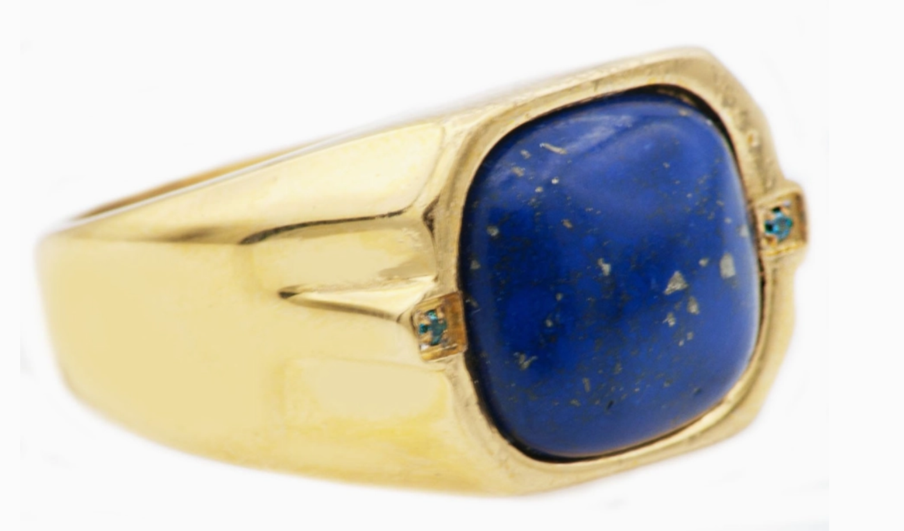 Blackjack Men's Jewelry - Lapis Lazuli Gold Stainless Steel Ring