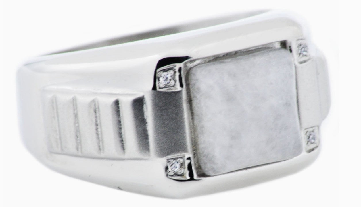 Blackjack Men's Jewelry - Genuine Moonstone & Stainless Steel Ring