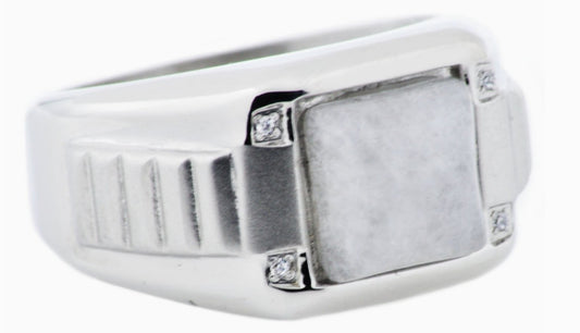 Blackjack Men's Jewelry - Genuine Moonstone & Stainless Steel Ring