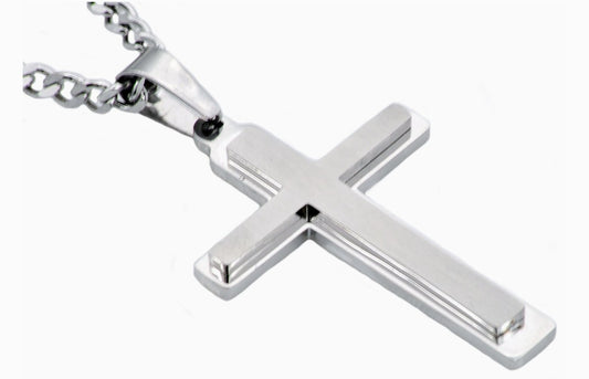 Blackjack Men's Jewelry - Stainless Steel Cross Pendant Necklace