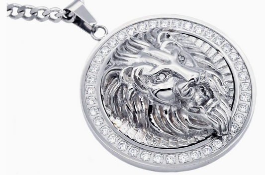 Blackjack Men's Jewelry - Stainless Steel Lion Pendant w/Chain