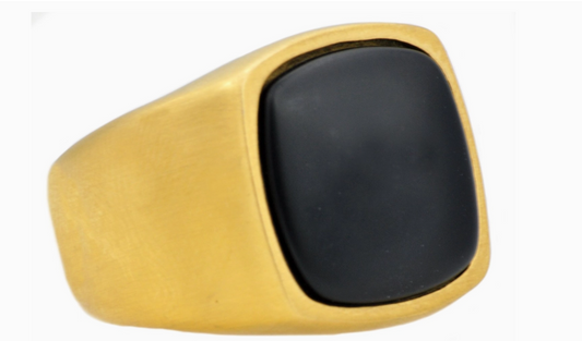 Blackjack Men's Jewelry - Onyx and Gold Stainless Steel Ring