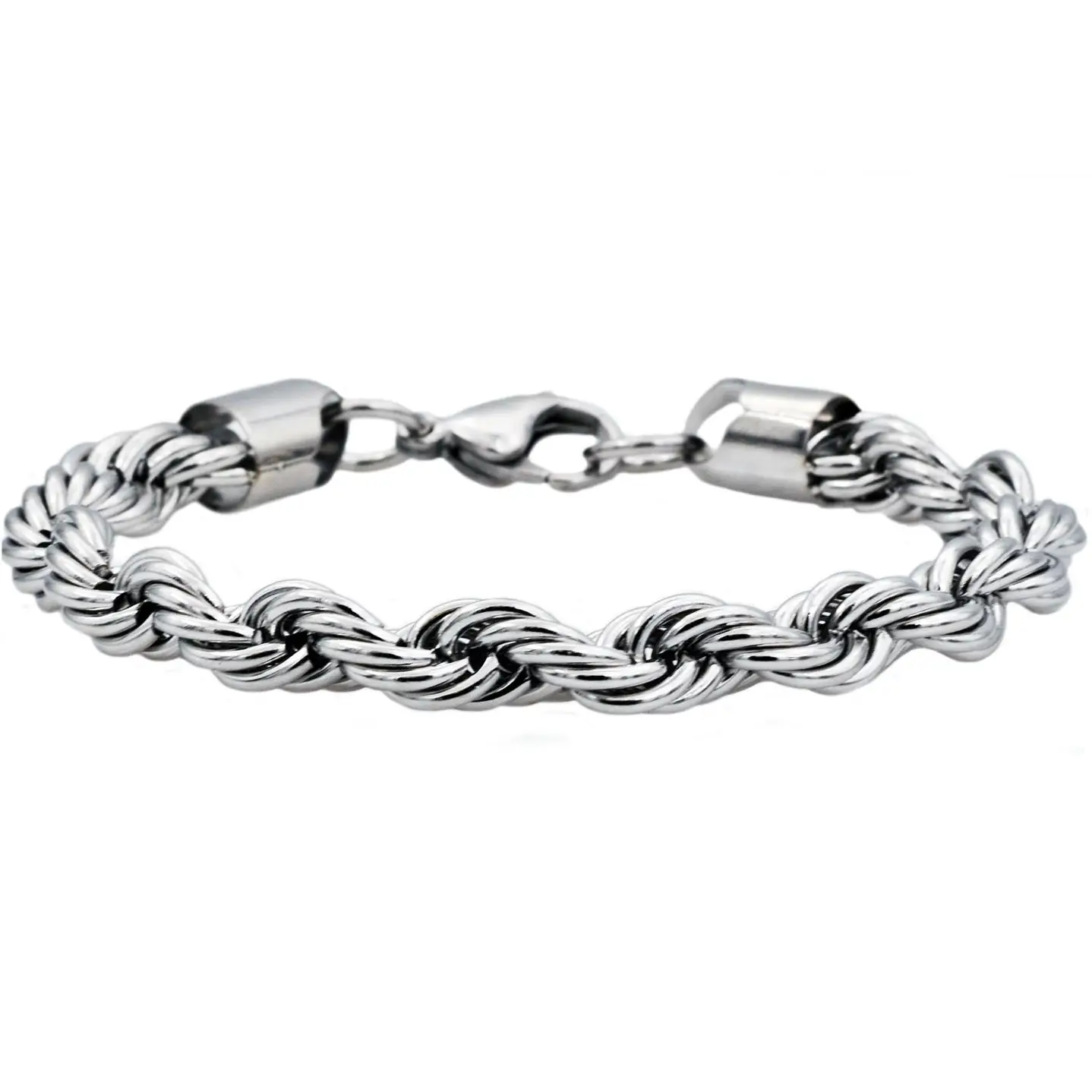 Blackjack Men's Jewelry - Silver Stainless Steel Rope Bracelet