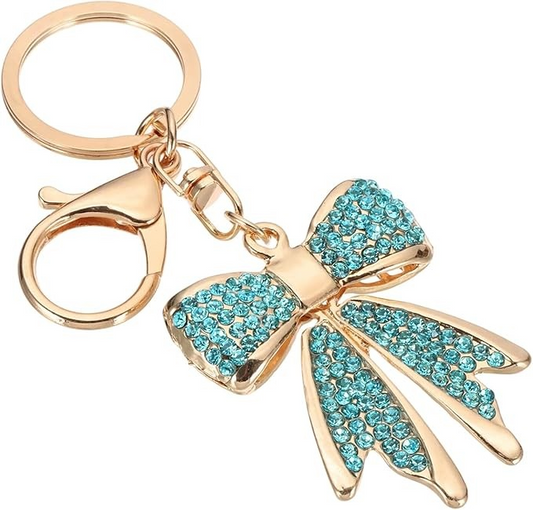 Kingdom Couture - Teal Crystal Bow Keychain