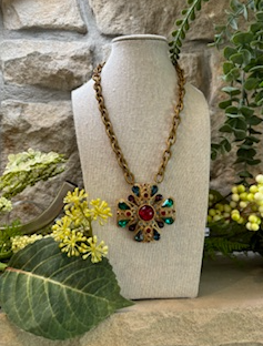 Erin Knight Designs - Vintage Maltese Cross Brooch Necklace