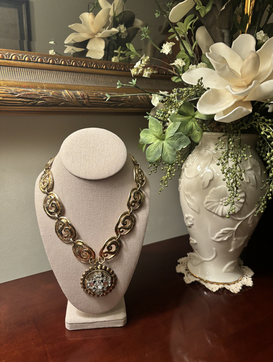 Erin Knight Designs - Vintage Diamond Scroll Necklace