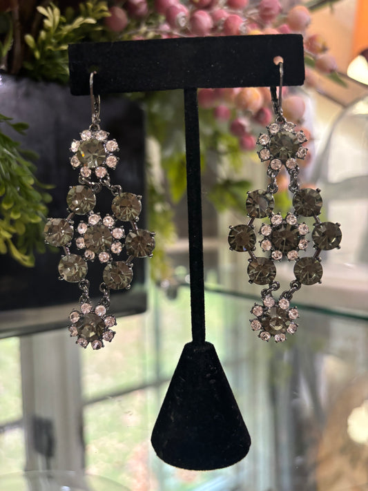 Kingdom Couture - Gunmetal & Gray Sparkle Drop Earrings