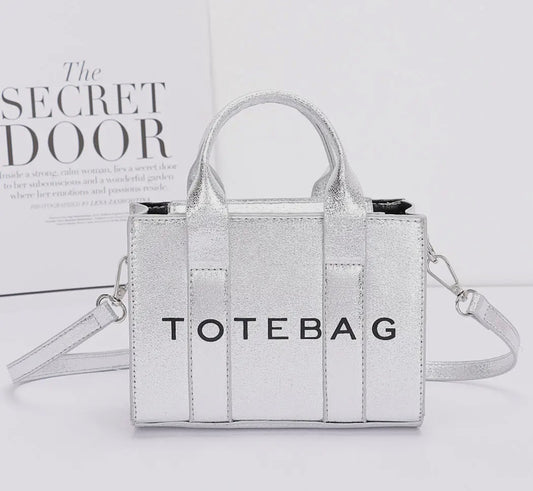 3 AM by H & D - Faux Leather Metallic Tote Bag - Silver