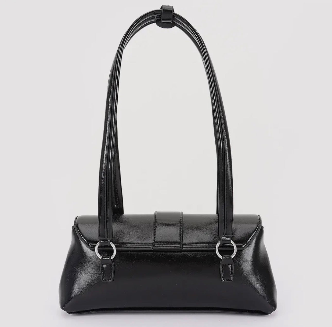 3 AM by H & D - Vegan Leather Metal Studded Shoulder Bag - Black