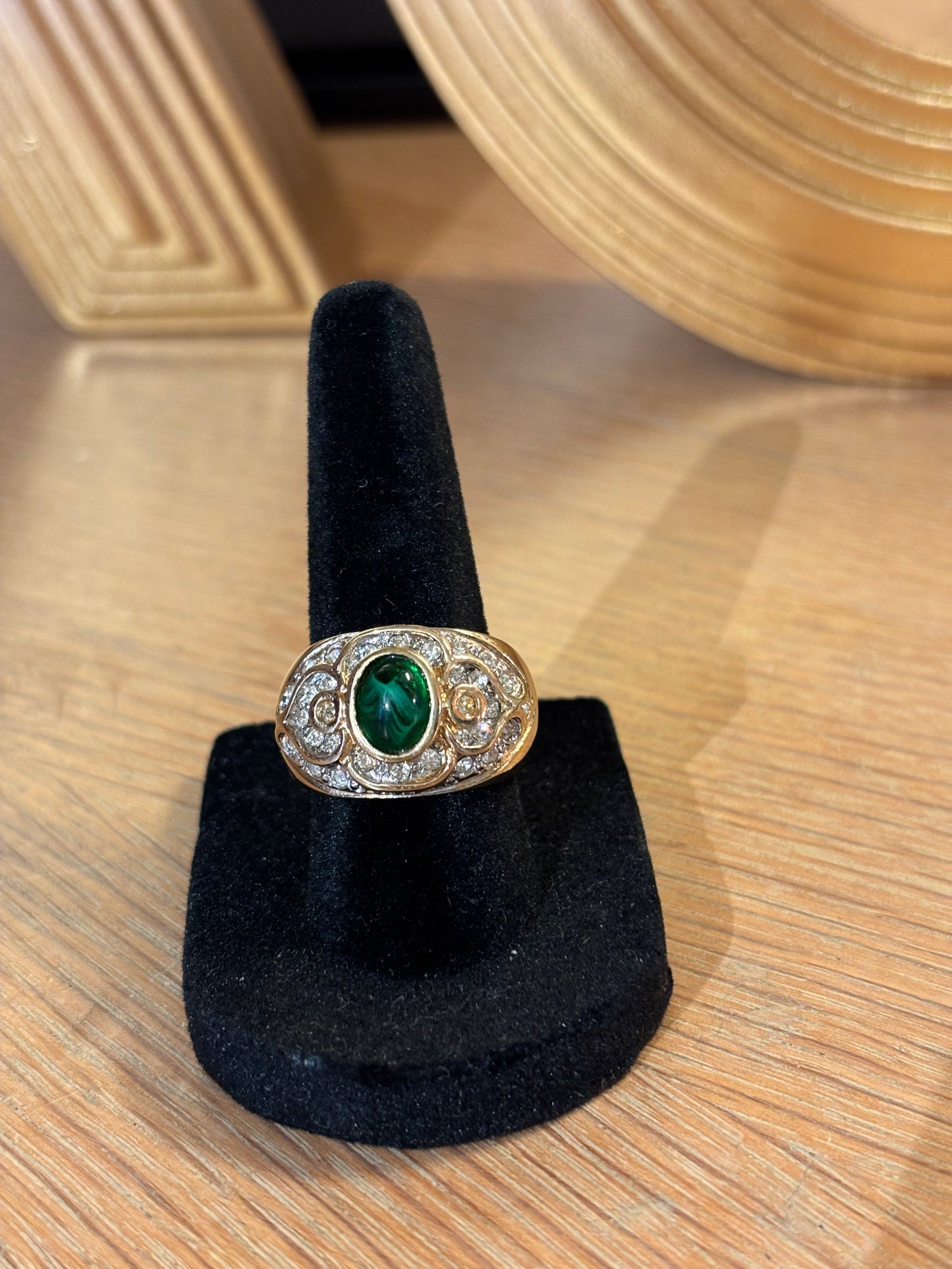 Providence Vintage - Green Stone with CZ - Gold