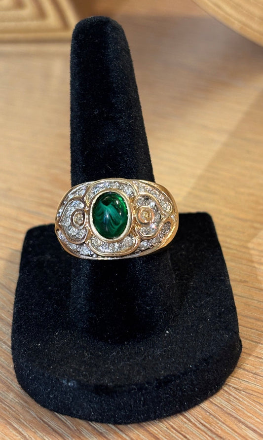 Providence Vintage - Green Stone with CZ - Gold