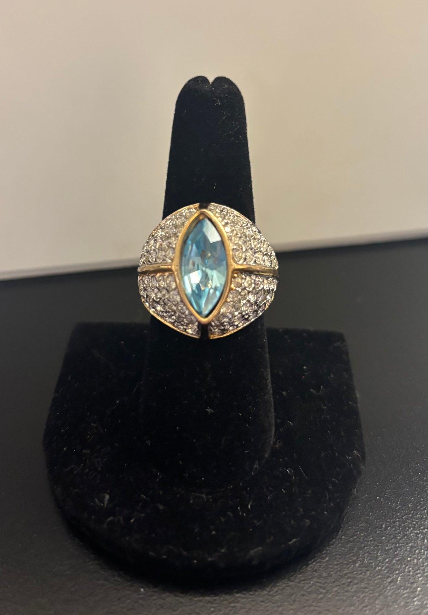 Providence Vintage Jewelry - Blue Topaz Marquis w/CZ