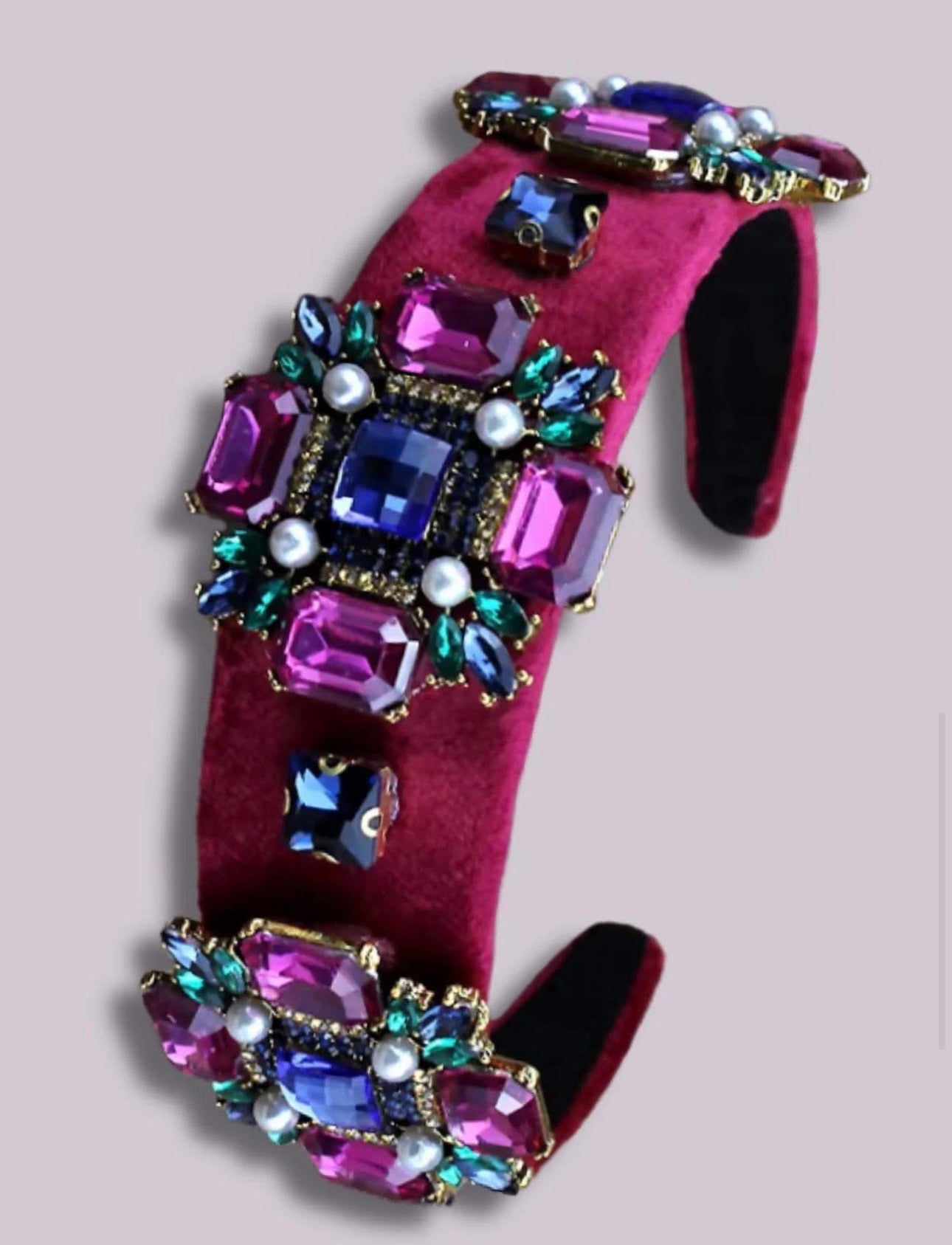 Kingdom Couture - Elegant Crystal Headband - Wine/Magenta
