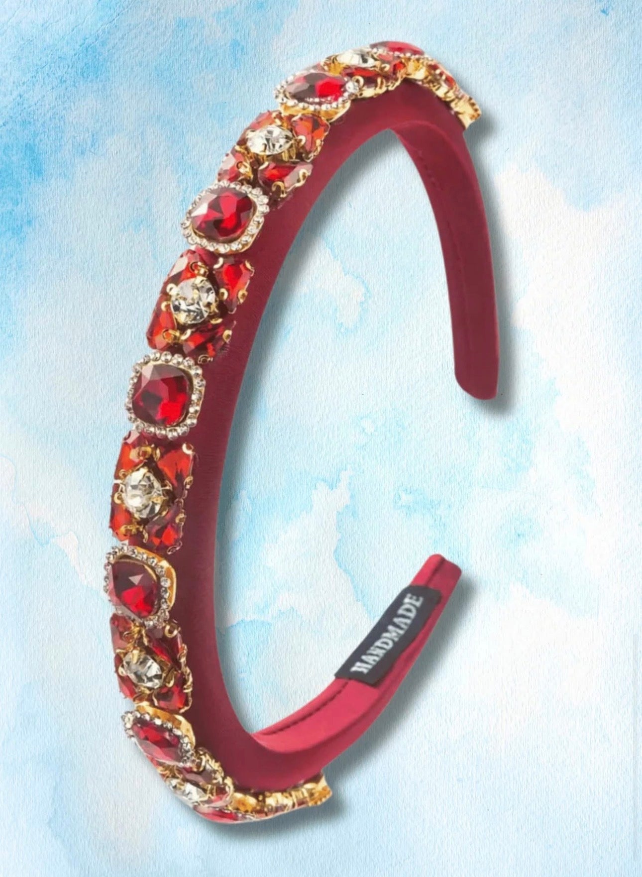 Kingdom Couture - Elegant Crystal Headband - Wine/Red