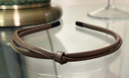 Kingdom Couture - Thin Faux Leather Headband - Brown