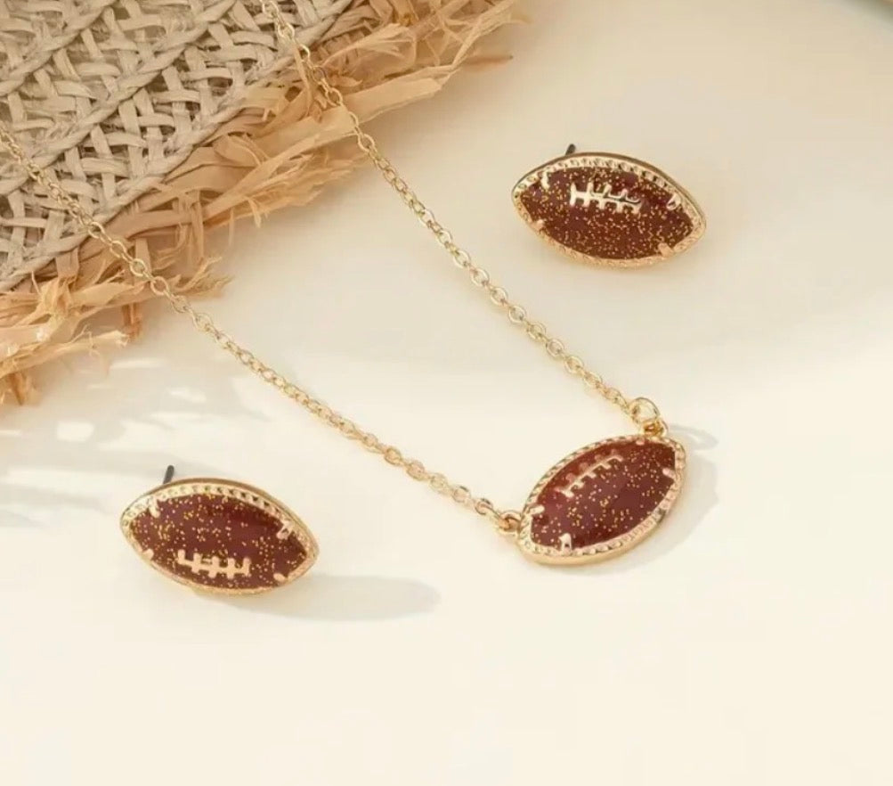 Kingdom Couture - Football Earring and Necklace Set