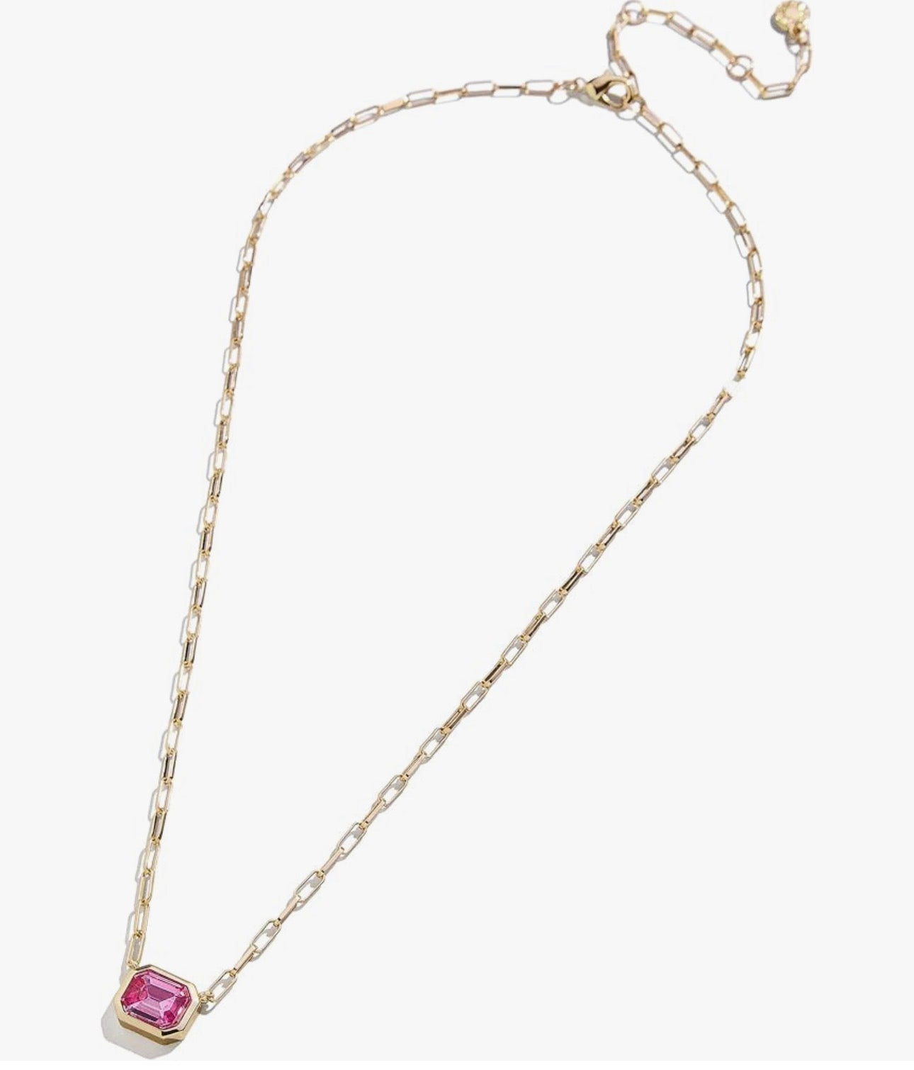 Bauble Bar - Gold Paperclip Necklace with Rose CZ Stone