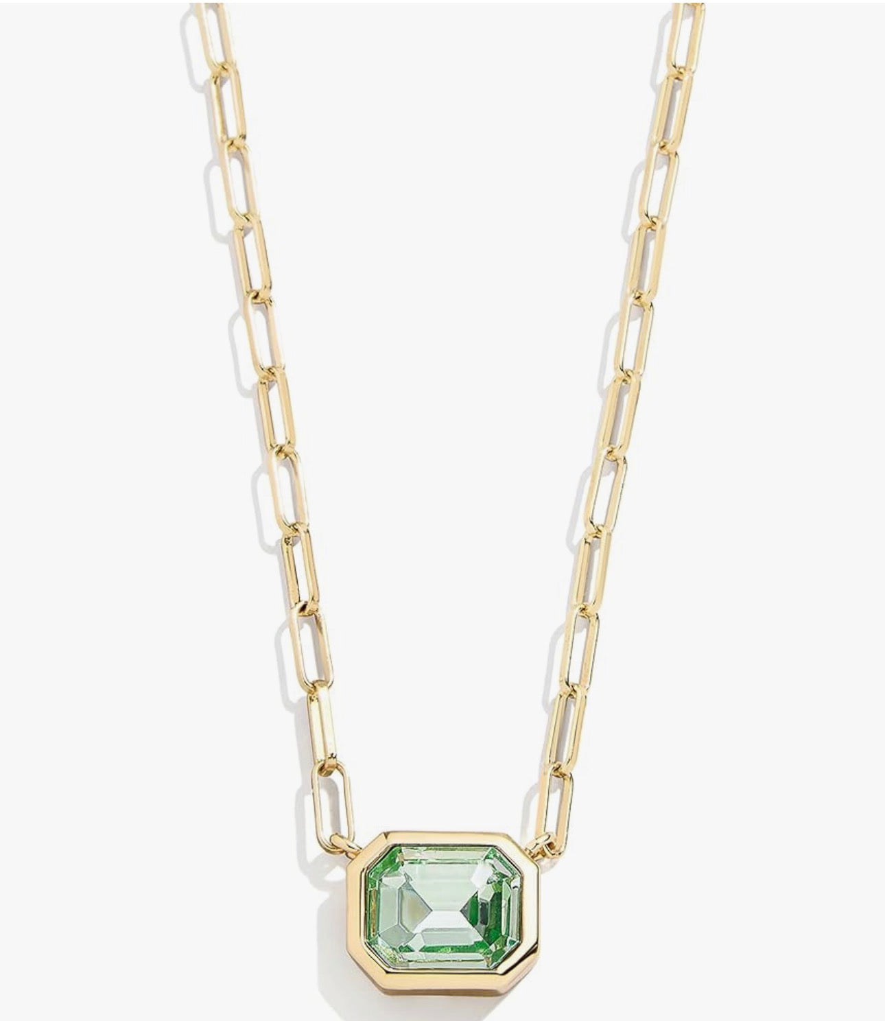 Bauble Bar - Gold Paperclip Chain Necklace with Peridot CZ Stone