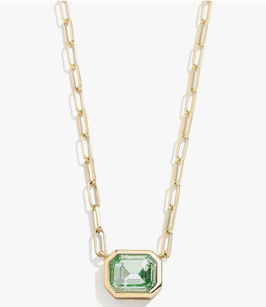 Bauble Bar - Gold Paperclip Chain Necklace with Peridot CZ Stone