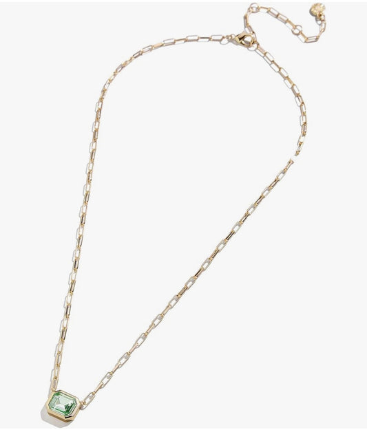Bauble Bar - Gold Paperclip Chain Necklace with Peridot CZ Stone