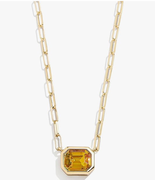 Bauble Bar - Gold Paperclip Chain Necklace with Topaz CZ Stone