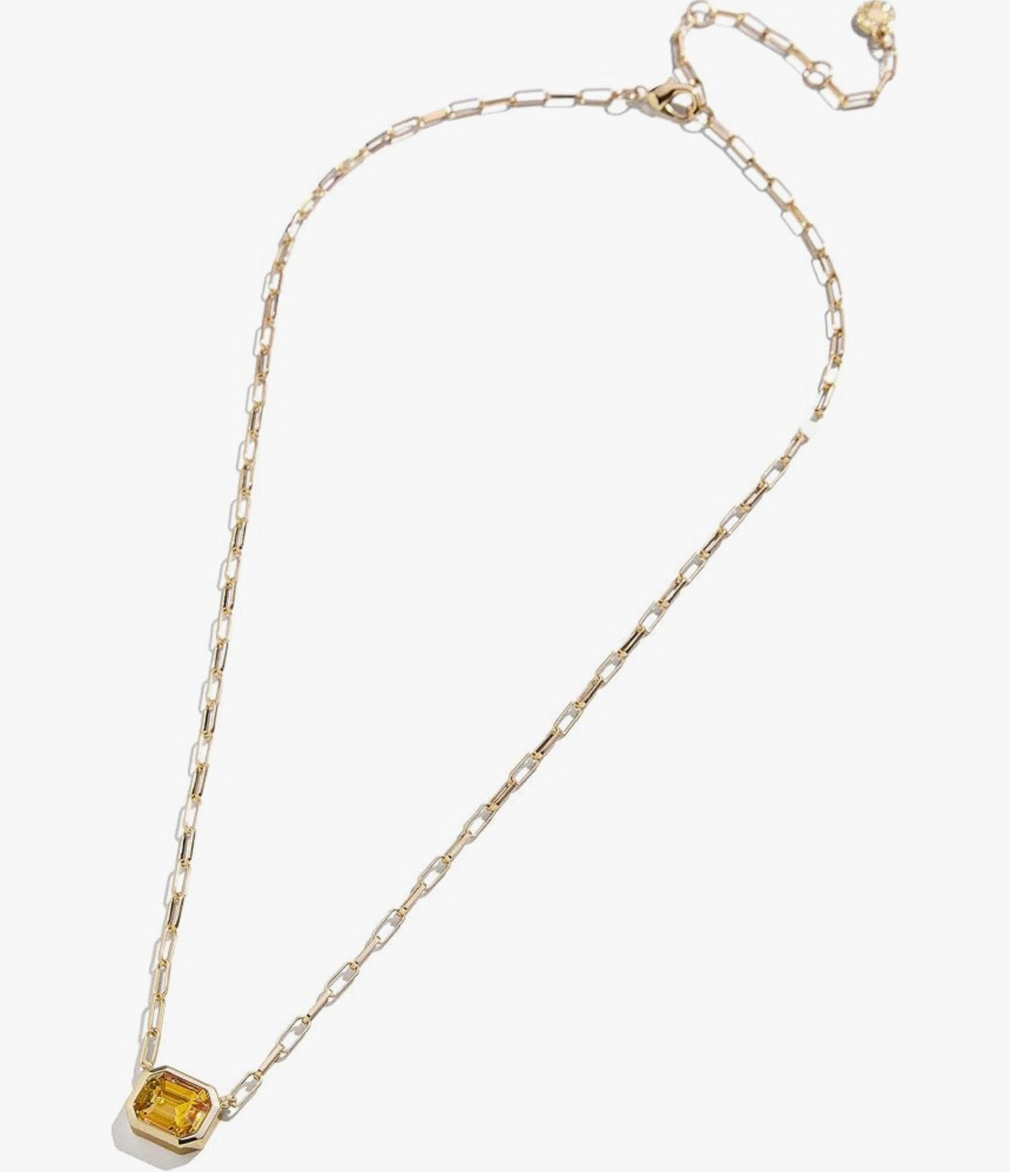 Bauble Bar - Gold Paperclip Chain Necklace with Topaz CZ Stone